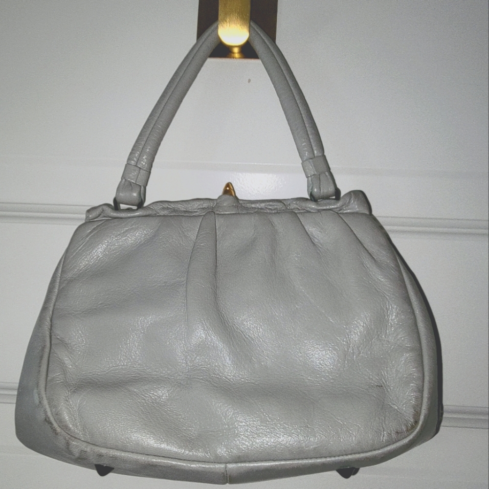 Vintage ETNA Mini Handbag- Gray Leather & Gold Closure